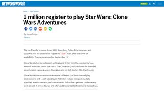 
                            4. 1 million register to play Star Wars: Clone Wars Adventures | Network ...