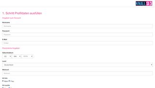 
                            5. 1. Schritt Profildaten ausfüllen - KnallSi