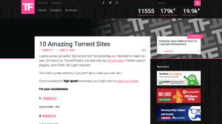 
                            6. 10 Amazing Torrent Sites - TorrentFreak