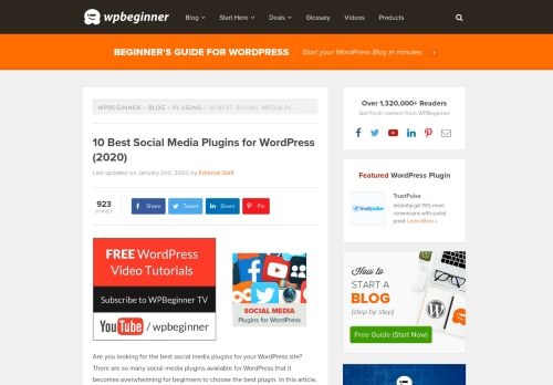 
                            8. 10 Best Social Media Plugins for WordPress (2019) - WPBeginner