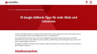 
                            12. 10 Google AdWords Tipps für mehr Klicks und Conversion | morefire