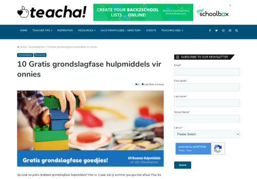 
                            9. 10 Gratis grondslagfase hulpmiddels vir onnies - Teacha!