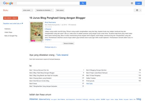 
                            8. 10 Jurus Blog Penghasil Uang dengan Blogger - Hasil Google Books