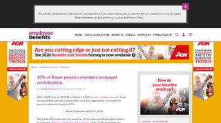
                            13. 10% of Bayer pension members increased ... - Employee Benefits