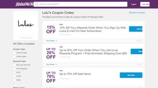 
                            5. 10% Off Lulu*s Promo Code, Coupon Codes - RetailMeNot