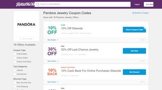 
                            10. 10% Off Pandora Jewelry Coupon, Promo Codes - RetailMeNot