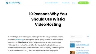 
                            8. 10 Reasons To Host Your Videos on Wistia | Explainer Video ...