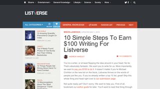 
                            2. 10 Simple Steps To Earn $100 Writing For Listverse - Listverse