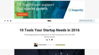 
                            12. 10 Tools Your Startup Needs in 2016 | Inc.com