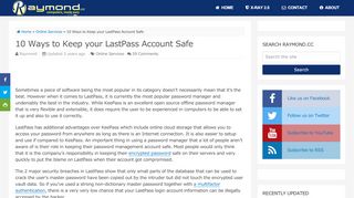 
                            9. 10 Ways to Keep your LastPass Account Safe • Raymond.CC