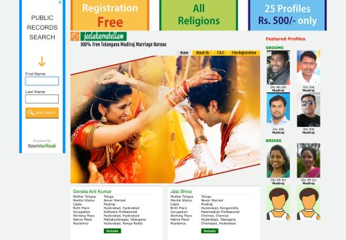 
                            4. 100% Free Telangana Mudiraj Marriage Bureau - Jeelakarrabellam.com