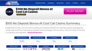 
                            8. 100 No Deposit Bonus at Cool Cat Casino