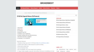 
                            12. $100 No Deposit Bonus (FxFinance) - BROKERBEST