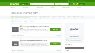 
                            6. $100 off CheapOair Coupons, Promo Codes & Deals 2019 - Groupon