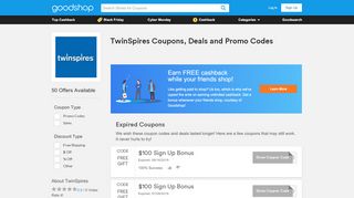 
                            12. $100 Off TwinSpires Coupons, Promo Codes, Feb 2019 - Goodshop