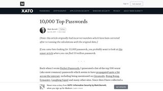 
                            5. 10,000 Top Passwords – XATO: Information Security by Mark Burnett