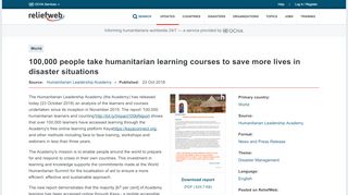 
                            8. 100,000 people take humanitarian learning courses to save more lives ...