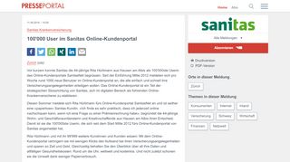 
                            7. ▷ 100'000 User im Sanitas Online-Kundenportal | Presseportal