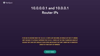 
                            3. 10.0.0.0.1 and 10.0.0.1 Router IP Addresses - NetSpot