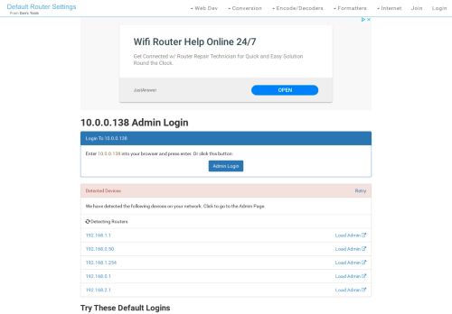 
                            1. 10.0.0.138 Admin Login, Password, and IP - Clean CSS