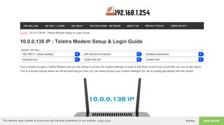 
                            12. 10.0.0.138 IP : Telstra Modem Setup & Login Guide - 192.168.1.254