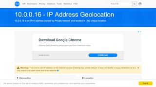 
                            12. 10.0.0.16 - No unique location - Private network - IP address geolocation