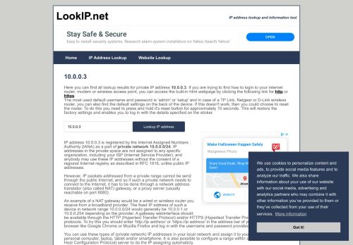 
                            4. 10.0.0.3 - Private Network | IP Address Information Lookup - LookIP.net