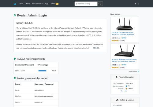 
                            3. 10.0.0.3 - Router passwords - Router Admin Login [Resolved]