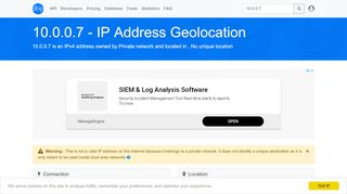 
                            10. 10.0.0.7 - No unique location - Private network - IP address geolocation