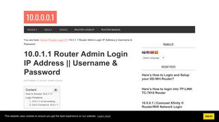 
                            8. 10.0.1.1 Router Admin Login IP Address Username & Password