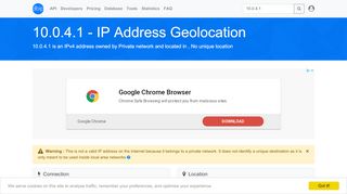
                            5. 10.0.4.1 - No unique location - Private network - IP address ... - DB-IP