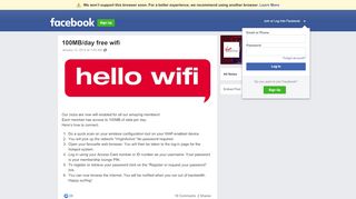 
                            8. 100MB/day free wifi | Facebook
