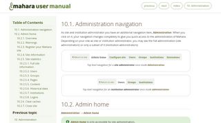 
                            11. 10.1. Administration navigation — Mahara 16.10 user manual