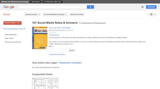 
                            3. 101 Social Media Notes & Answers: For Businesses & Entrepreneurs - Google Books-Ergebnisseite