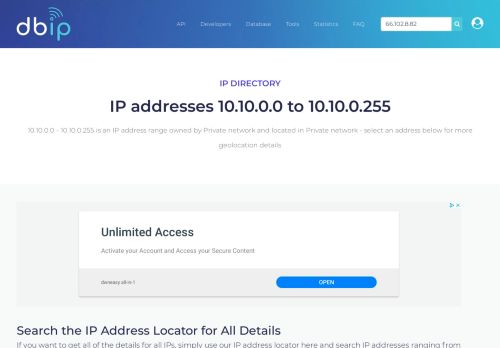 
                            11. 10.10.0 - Private network - Private network - Search IP addresses - DB-IP
