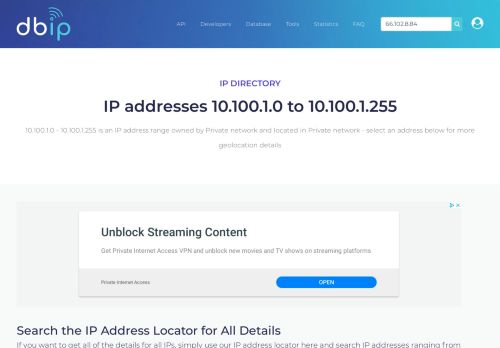 
                            6. 10.100.1 - Private network - Private network - Search IP addresses