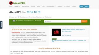 
                            4. 10.10.10.10 | Private IP Address LAN | AbuseIPDB