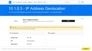
                            6. 10.1.0.3 - No unique location - Private network - IP address geolocation