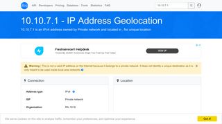
                            3. 10.10.7.1 - No unique location - Private network - IP address geolocation