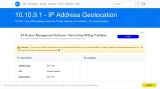 
                            5. 10.10.9.1 - No unique location - Private network - IP address ... - DB-IP