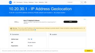 
                            7. 10.20.30.1 - No unique location - Private network - IP address ...