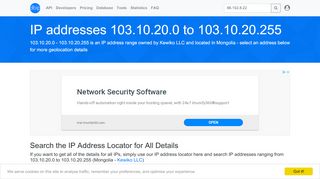 
                            5. 103.10.20 - Mongolia - Kewiko LLC - Search IP addresses - DB-IP