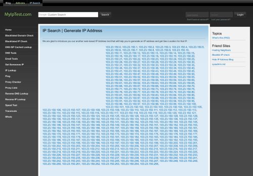 
                            11. 103.23.150 » 103 - IP Search | Generate IP Address - MyIpTest.com