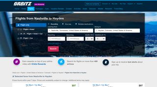 
                            12. $107 + Flights from Nashville (BNA) to Hayden (HDN) on Orbitz.com