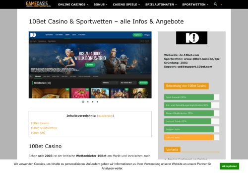 
                            5. 10Bet Casino & Sportwetten - alle Bonusangebote & Infos