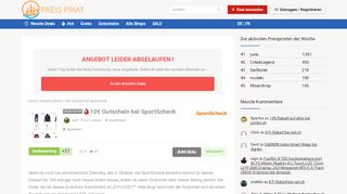 
                            12. 10€ Gutschein bei SportScheck - Preispirat