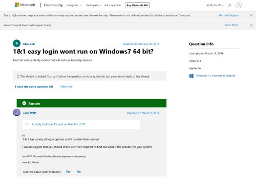 
                            8. 1&1 easy login wont run on Windows7 64 bit? - Microsoft Community