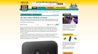 
                            10. 1&1: Neuer mobiler LTE-Router von Huawei - teltarif.de News