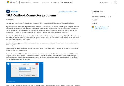 
                            11. 1&1 Outlook Connector problems - Microsoft Community