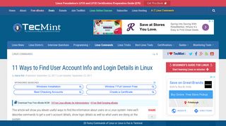 
                            5. 11 Ways to Find User Account Info and Login Details in Linux - Tecmint